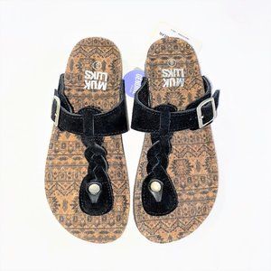 Muk Luks Women's Thong Flats Sandals Black Size 6